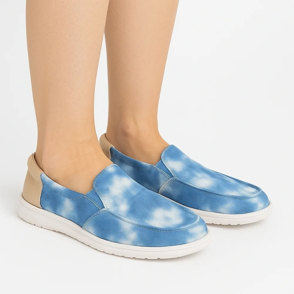 Hey Dude Lena Blue Tie Dye Slip On Loafers Women’s 7 Lightweight